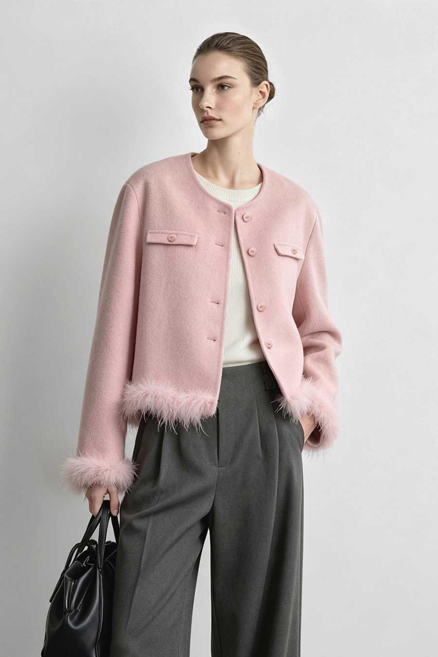 Tweed-Style Double-Faced All-Wool Fabric|AMII
