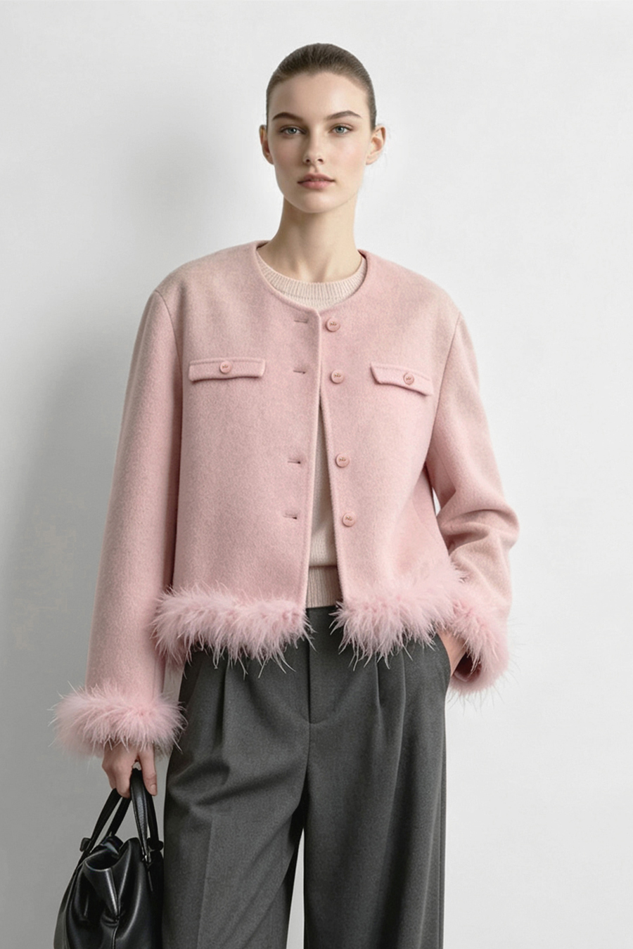 Tweed-Style Double-Faced All-Wool Fabric|AMII