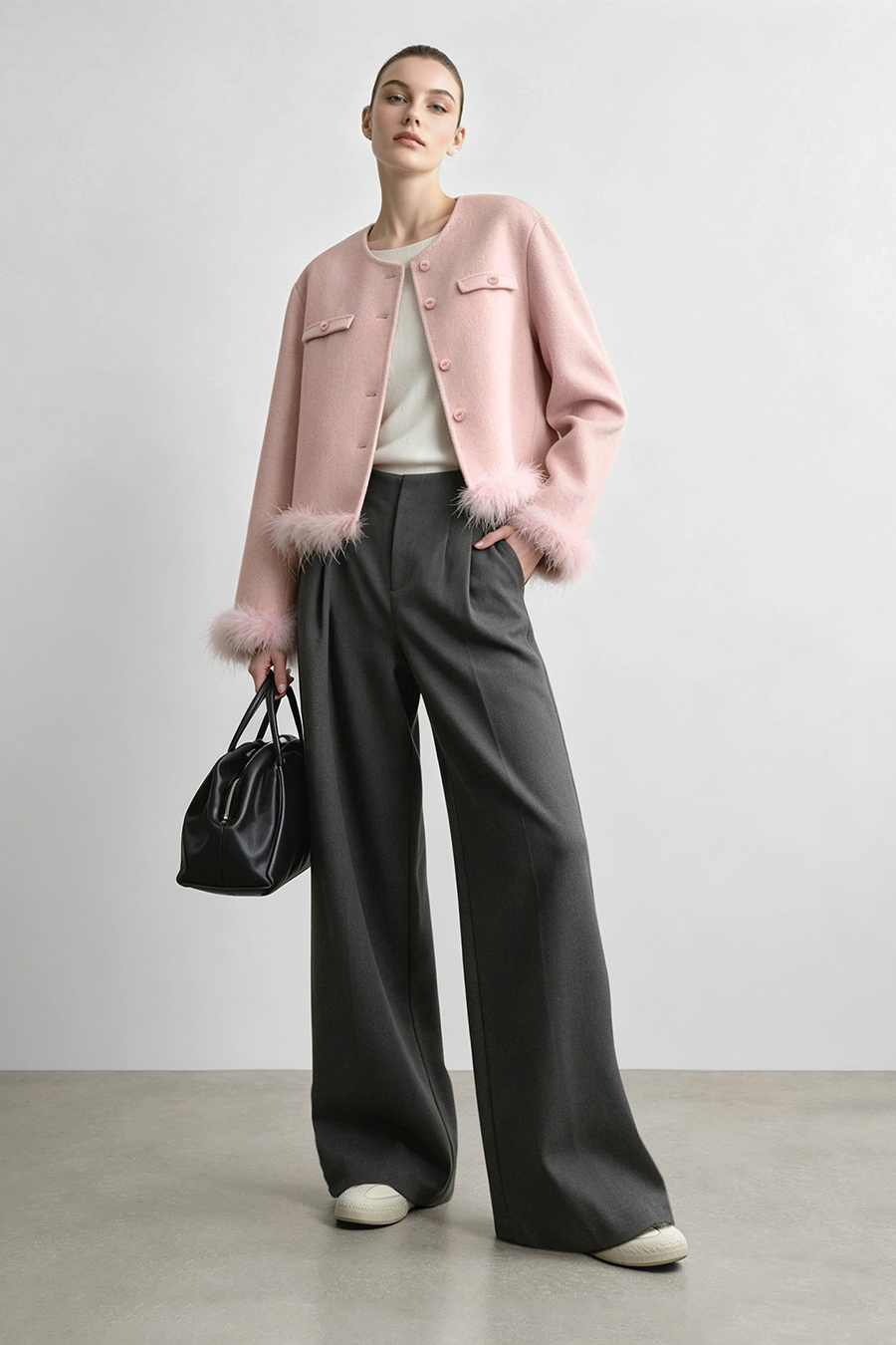 Tweed-Style Double-Faced All-Wool Fabric|AMII