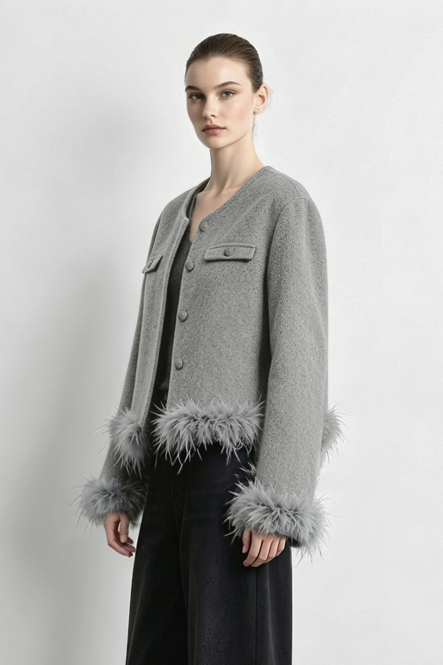 Tweed-Style Double-Faced All-Wool Fabric|AMII