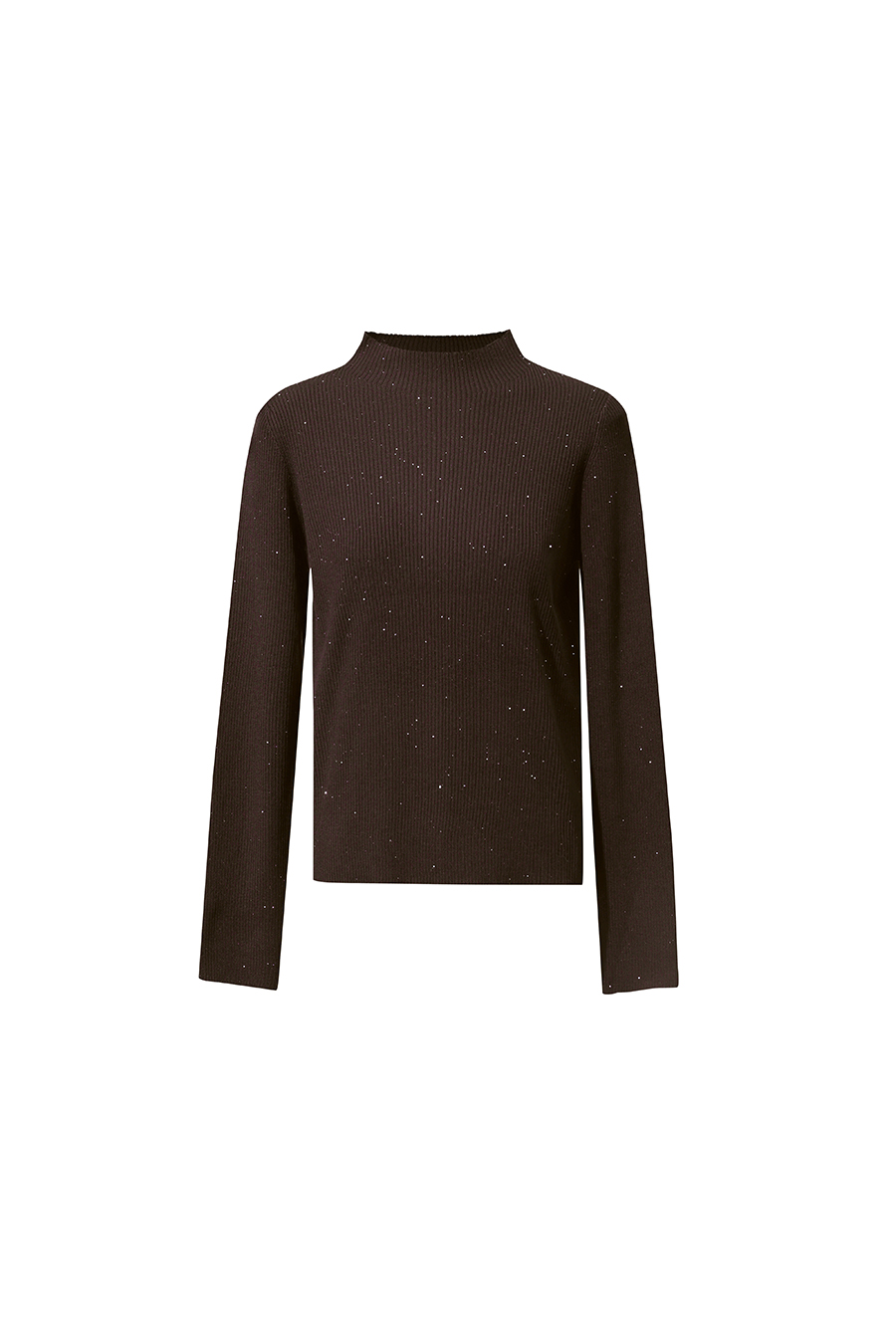 Mock Neck Sequin Yarn Sweater|AMII