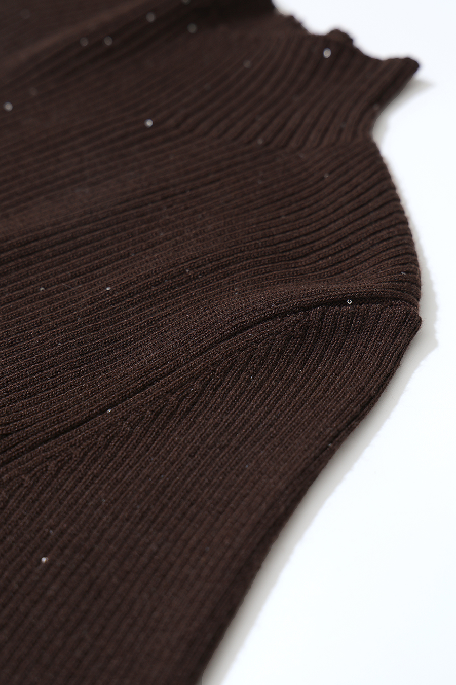 Mock Neck Sequin Yarn Sweater|AMII