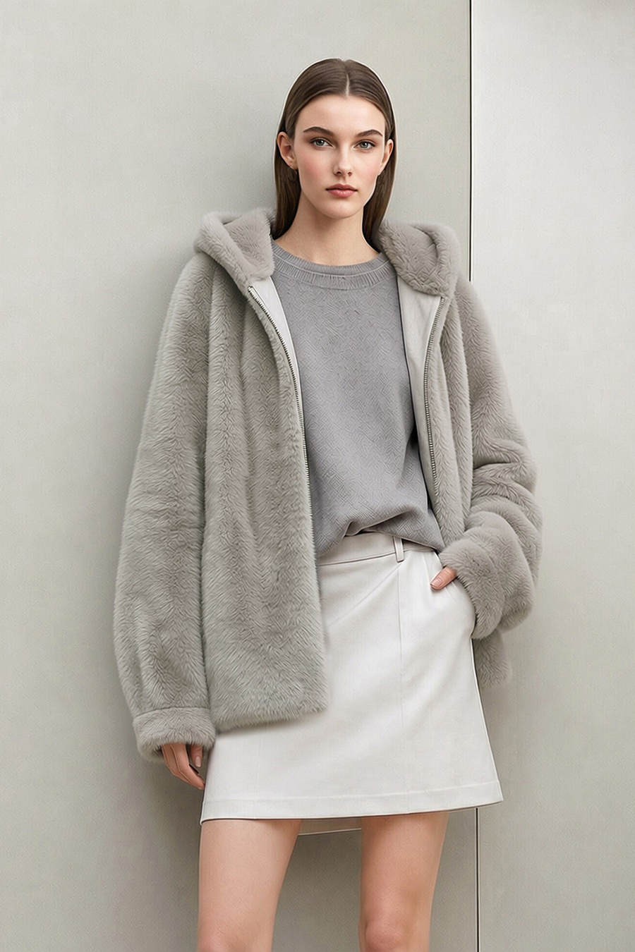 Light Luxury Hooded Eco-Friendly Fur|AMII