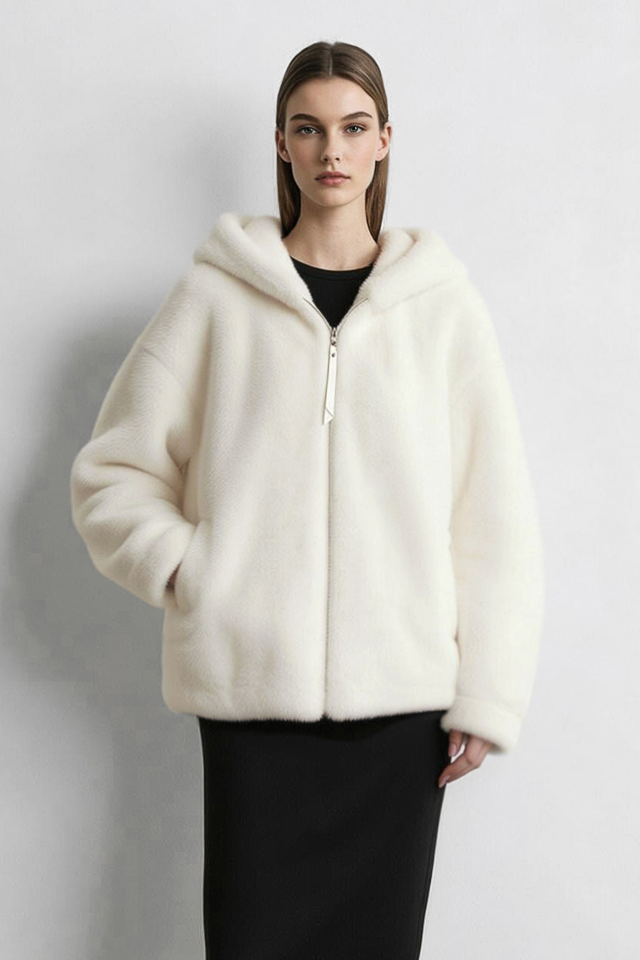 Light Luxury Hooded Eco-Friendly Fur|AMII
