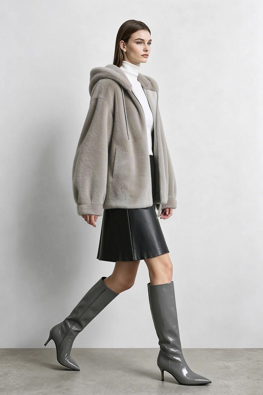 Light Luxury Hooded Eco-Friendly Fur|AMII