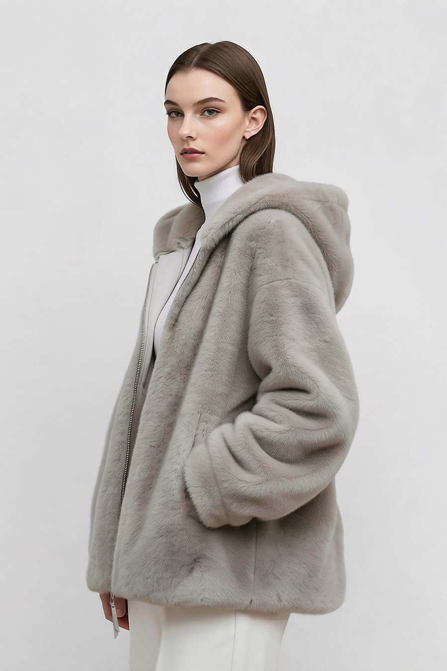 Light Luxury Hooded Eco-Friendly Fur|AMII