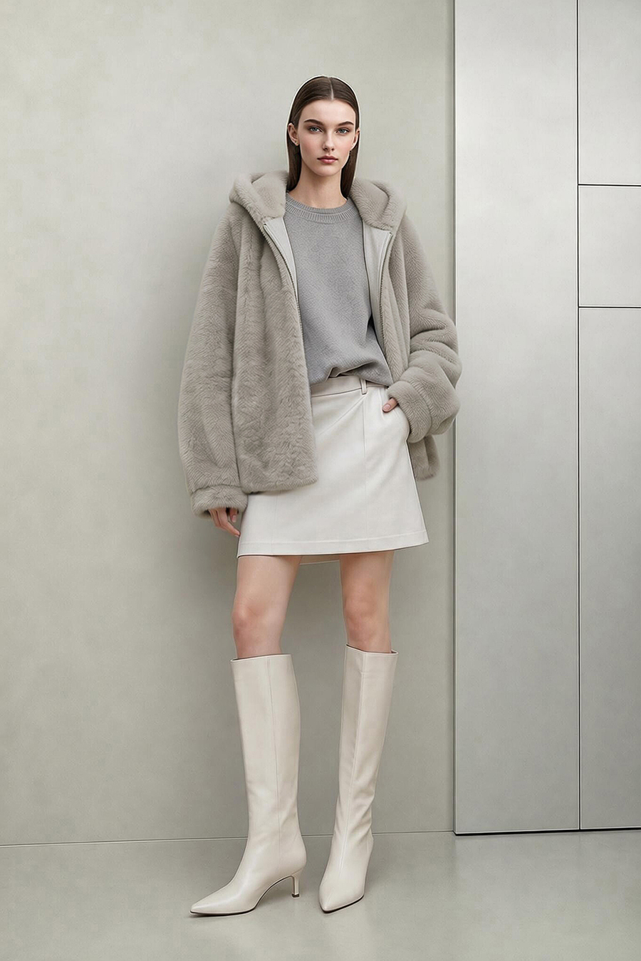 Light Luxury Hooded Eco-Friendly Fur|AMII