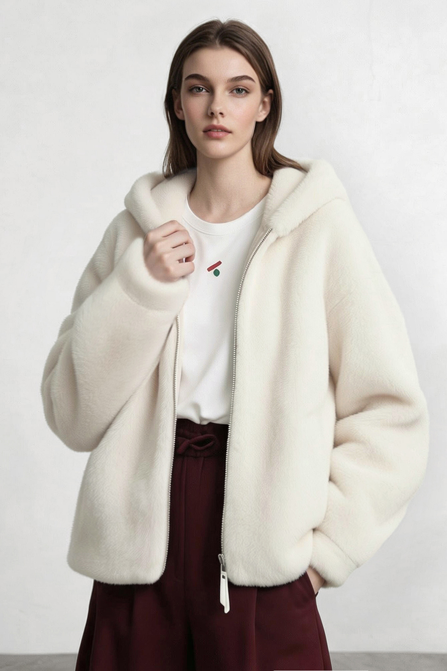 Light Luxury Hooded Eco-Friendly Fur|AMII