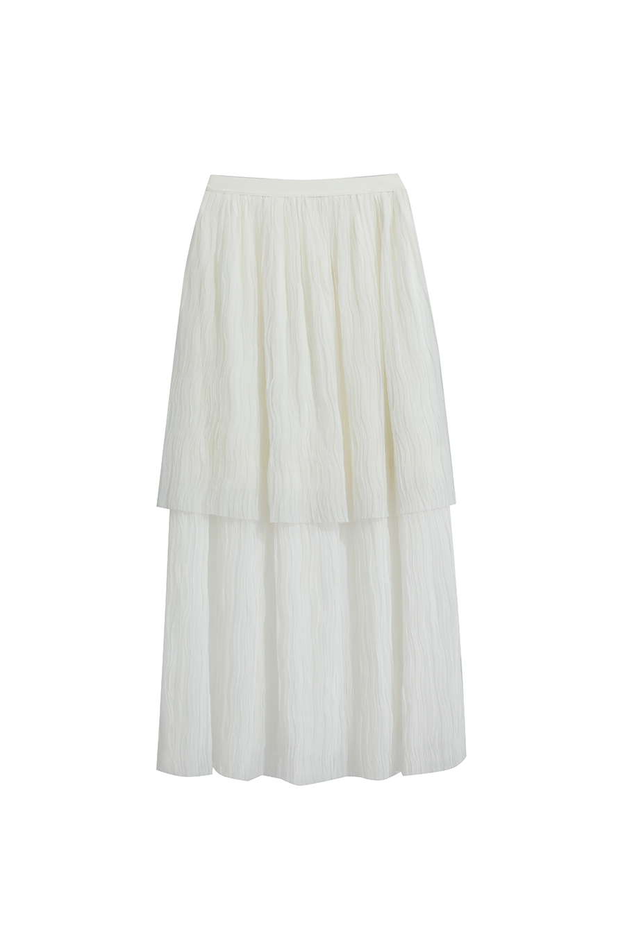 Pleated Tulle Midi Skirt|AMII-AMII.com