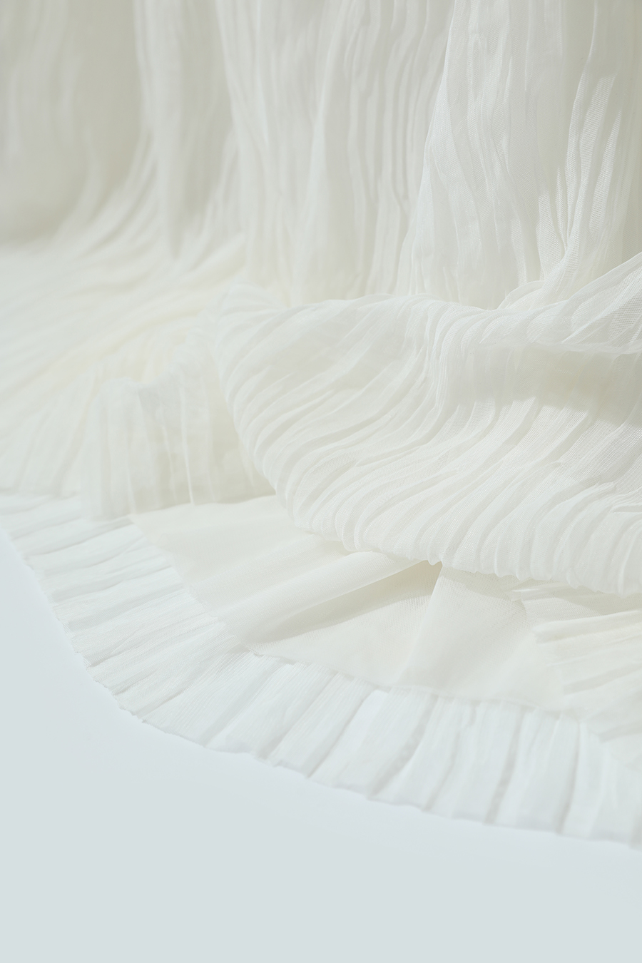 Pleated Tulle Midi Skirt|AMII-AMII.com