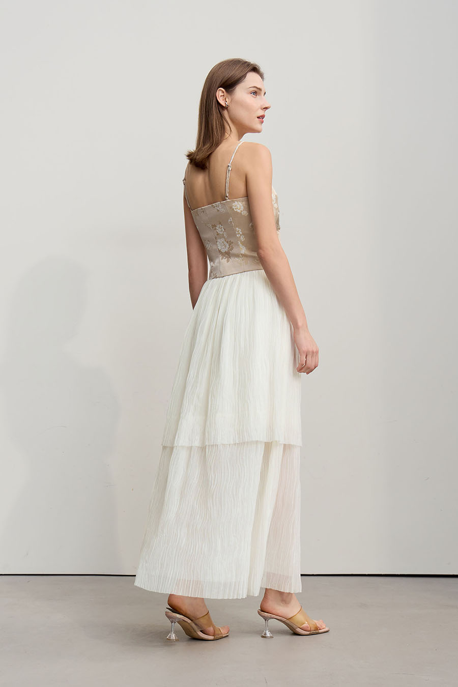 Pleated Tulle Midi Skirt|AMII-AMII.com