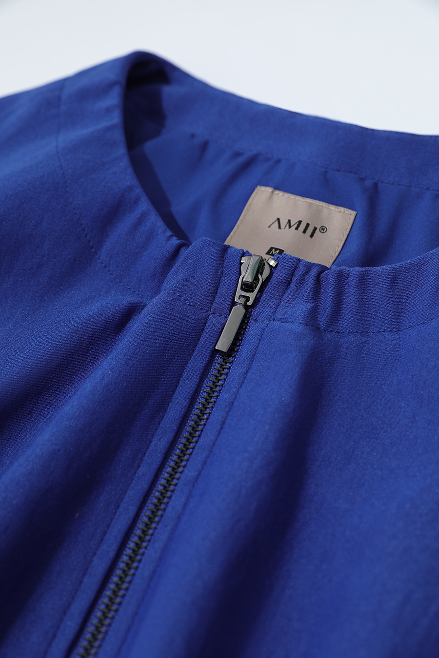 Crew Neck Cropped Zip-Up Jacket