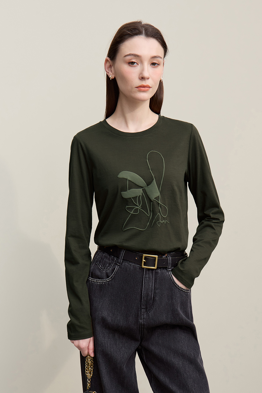 Crew Neck Printed Cotton T-shirt