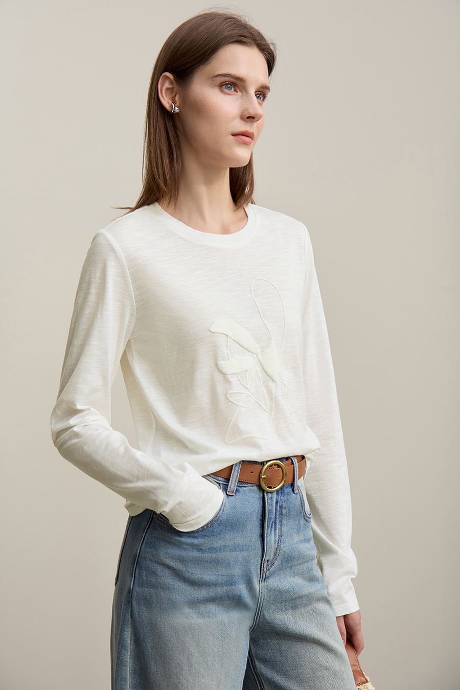 Crew Neck Printed Cotton T-shirt