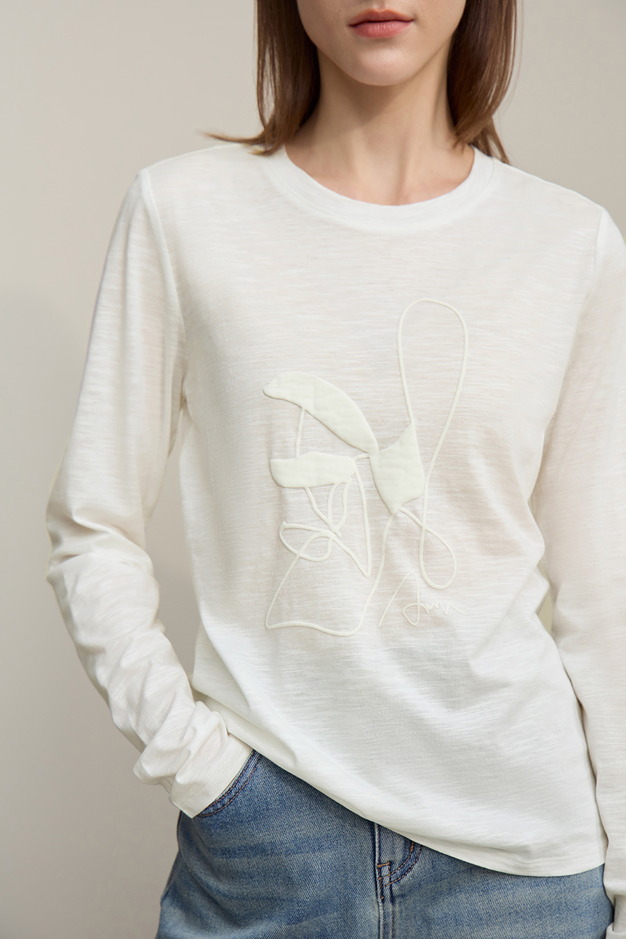Crew Neck Printed Cotton T-shirt