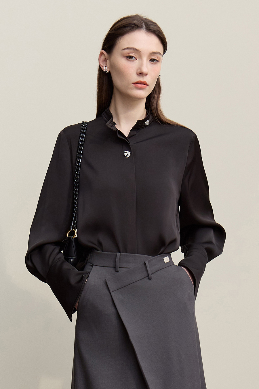 Matte Satin Chiffon Blouse