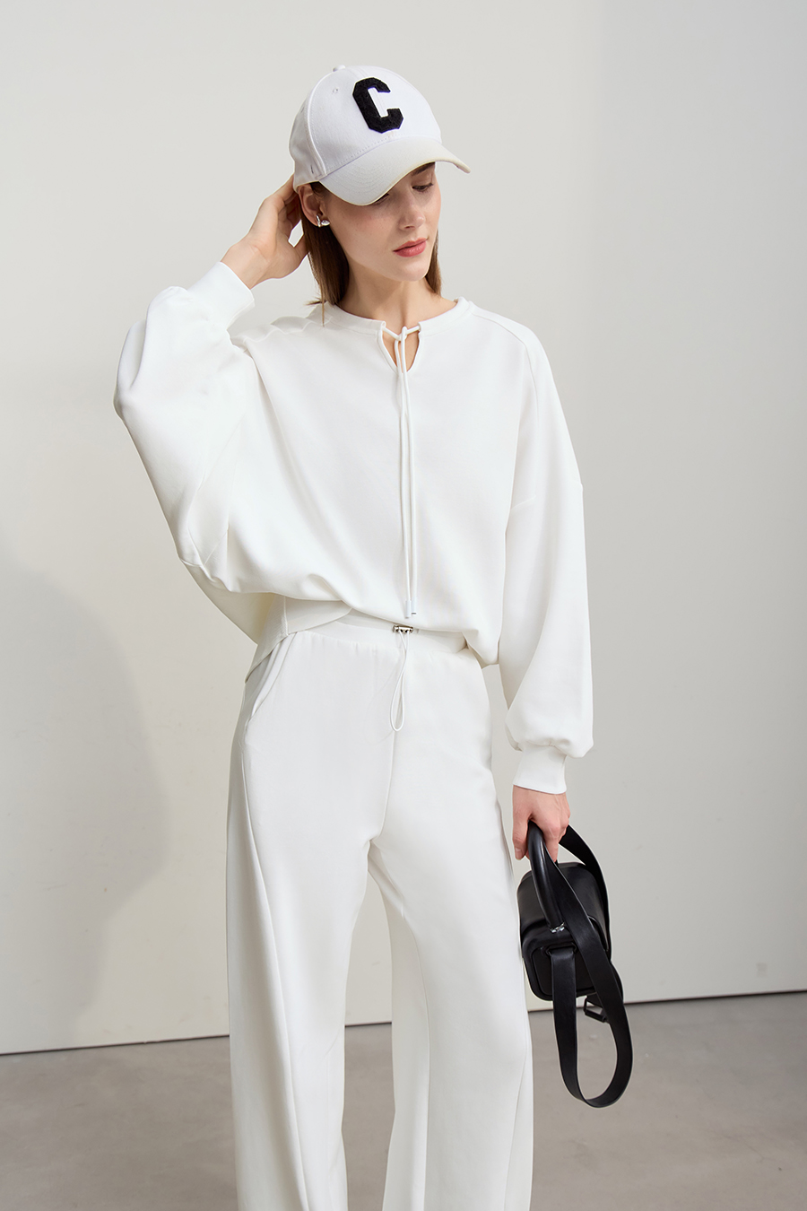 Mixed Fabric Patchwork Drawstring Hoodie|AMII-AMII.com