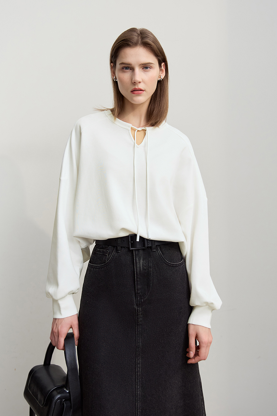 Mixed Fabric Patchwork Drawstring Hoodie|AMII-AMII.com