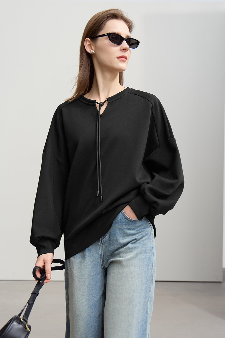 Mixed Fabric Patchwork Drawstring Hoodie|AMII-AMII.com