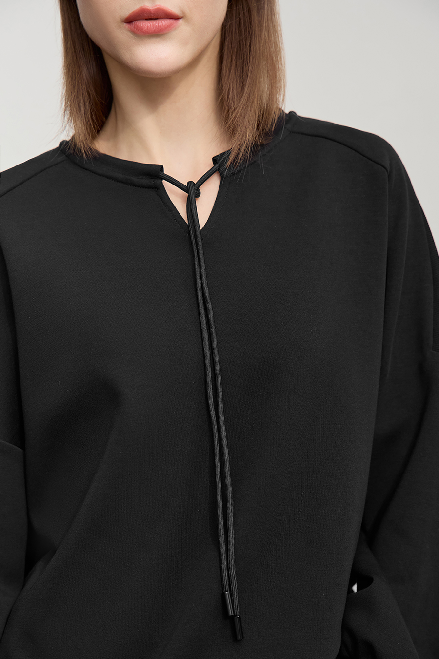 Mixed Fabric Patchwork Drawstring Hoodie|AMII-AMII.com