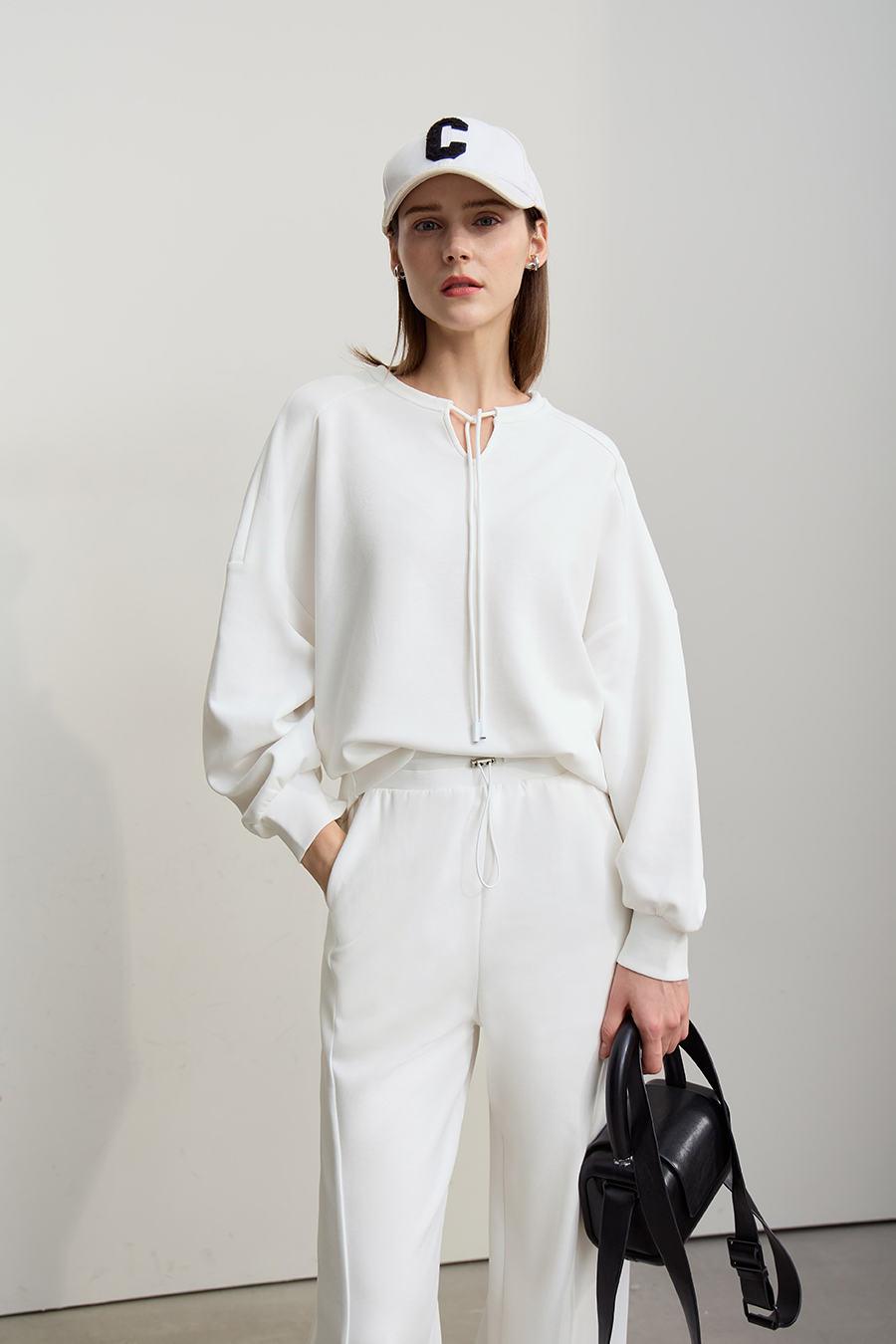 Mixed Fabric Patchwork Drawstring Hoodie|AMII-AMII.com