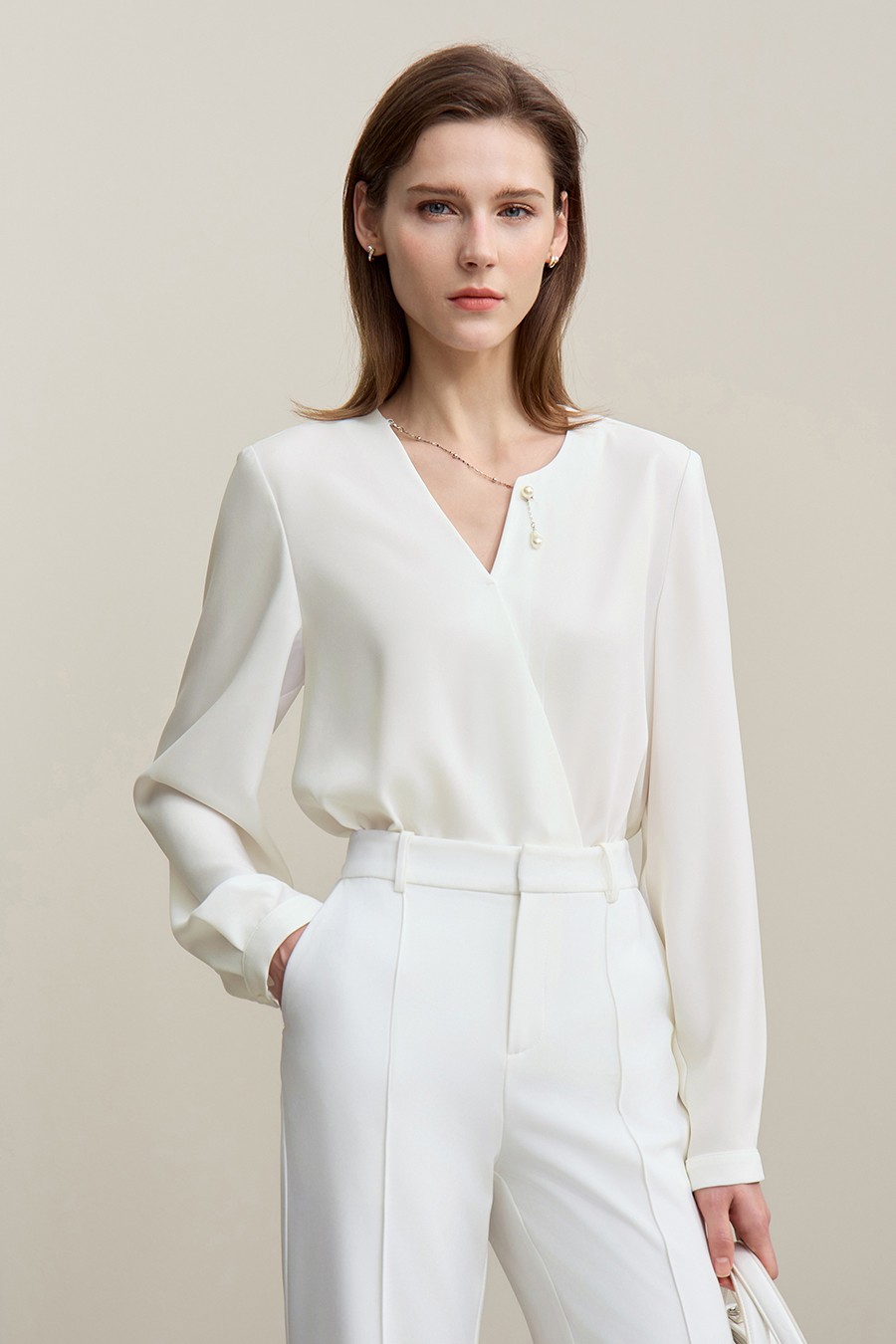 Asymmetric Neck Chiffon Top