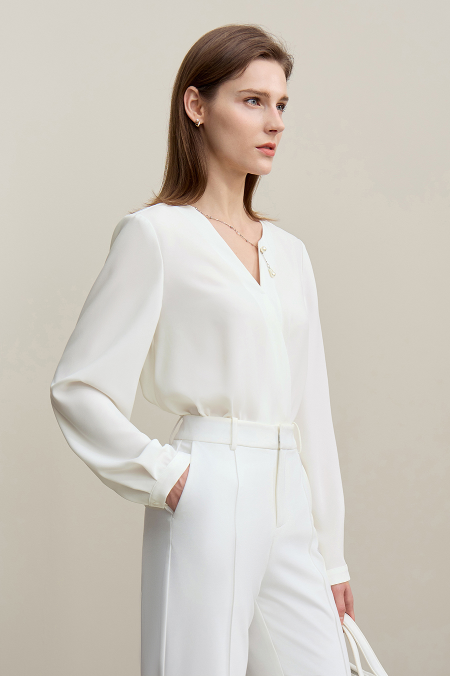 Asymmetric Neck Chiffon Top