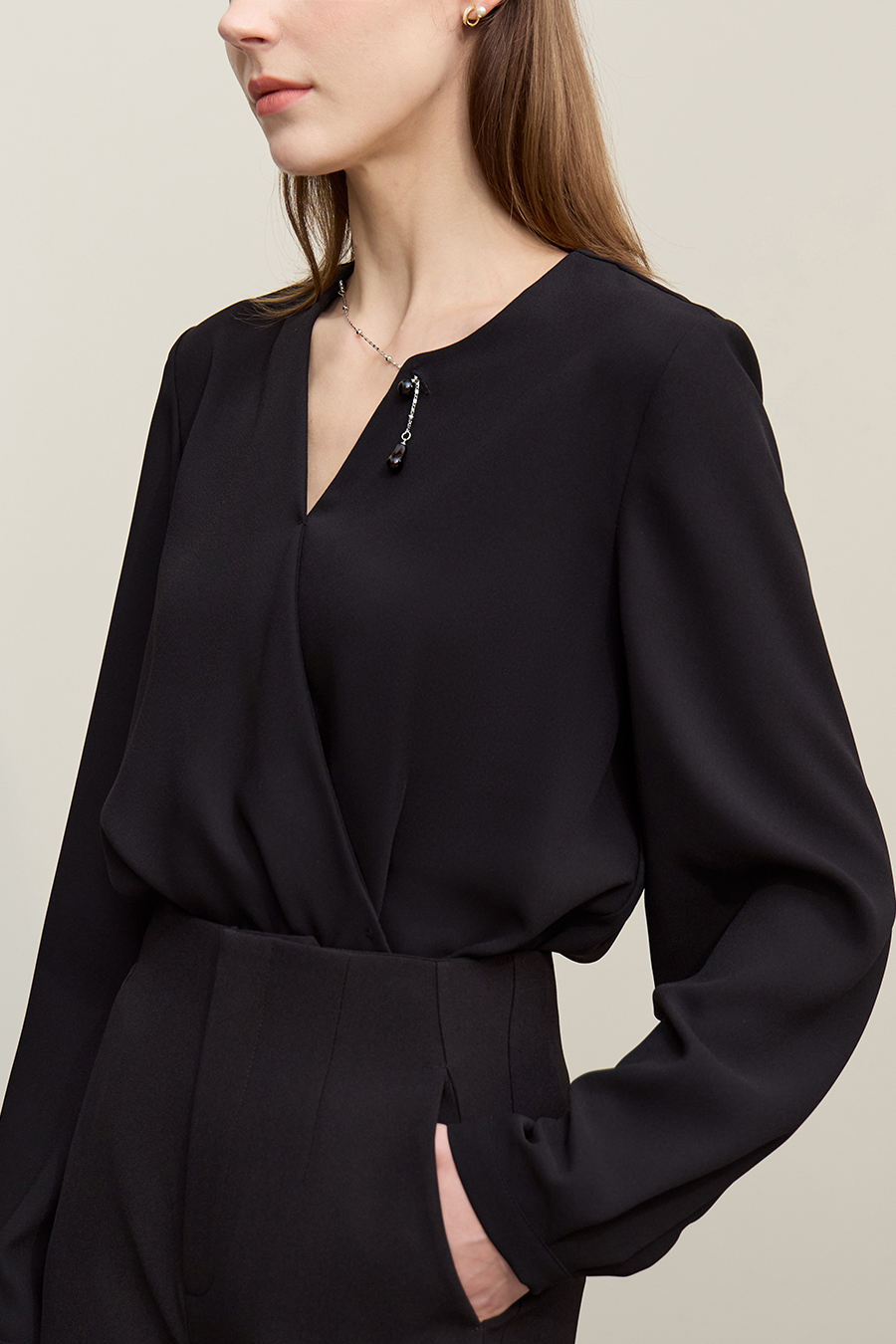 Asymmetric Neck Chiffon Top