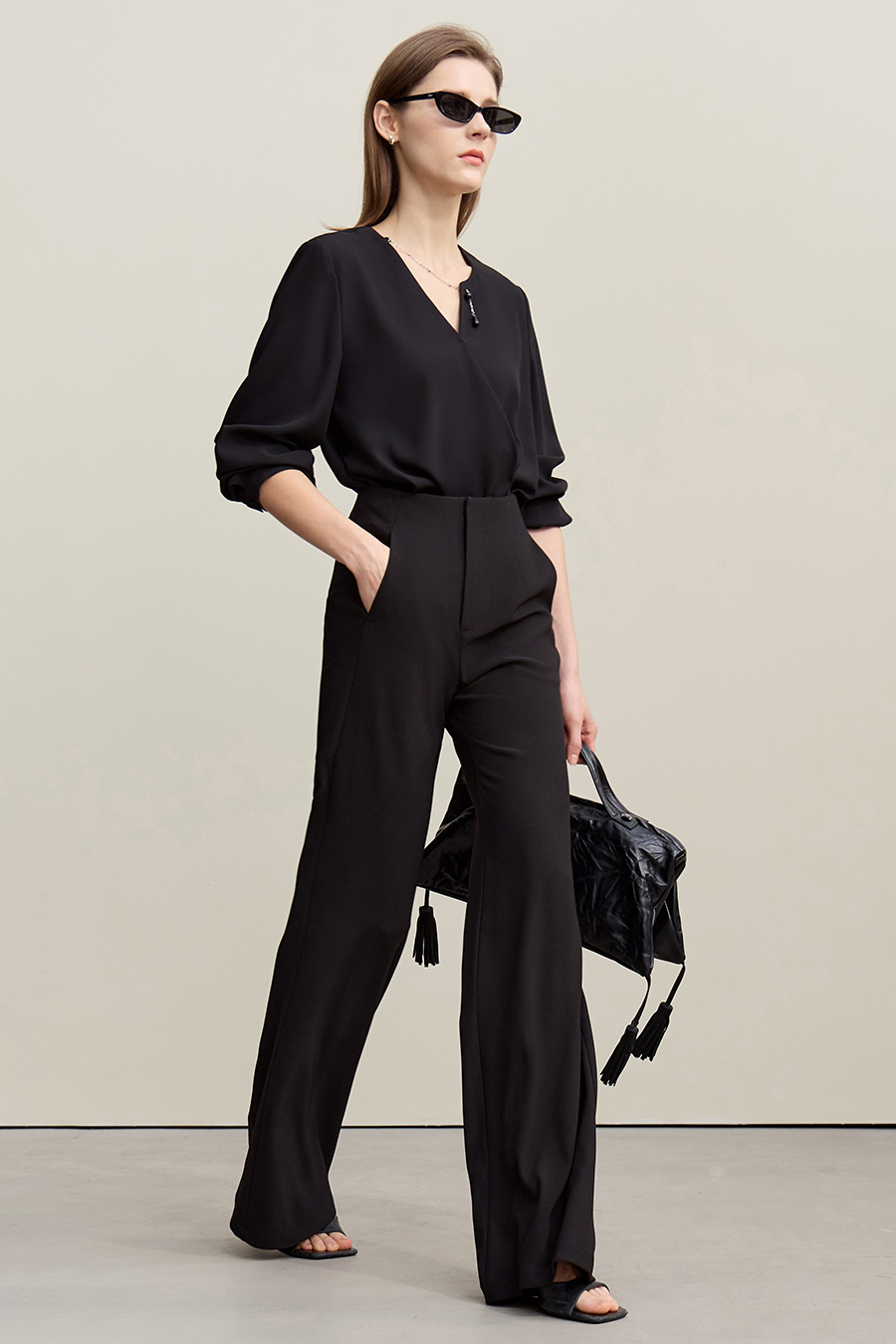 Asymmetric Neck Chiffon Top