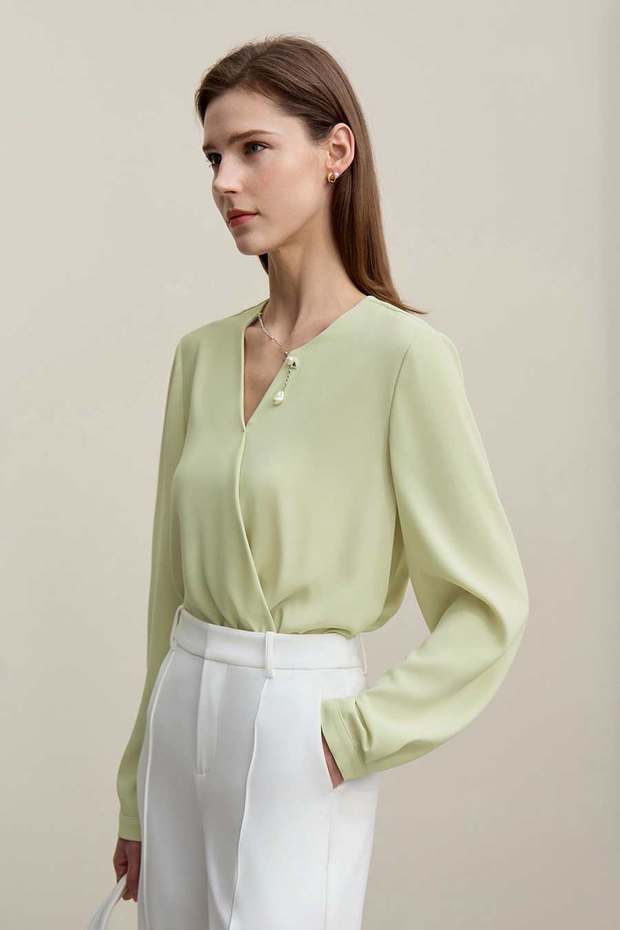 Asymmetric Neck Chiffon Top