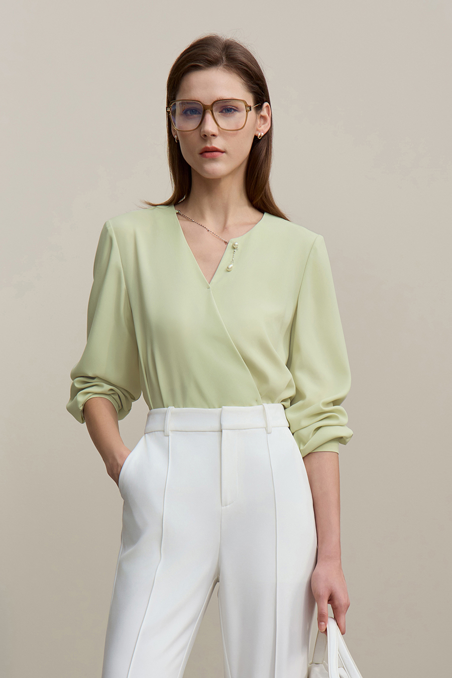 Asymmetric Neck Chiffon Top