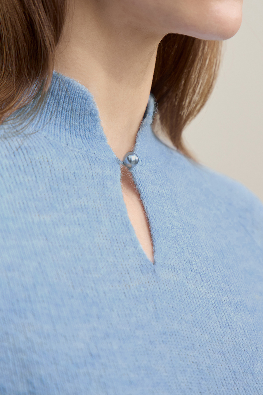 Elegant Cutout Mock Neck Knit Top