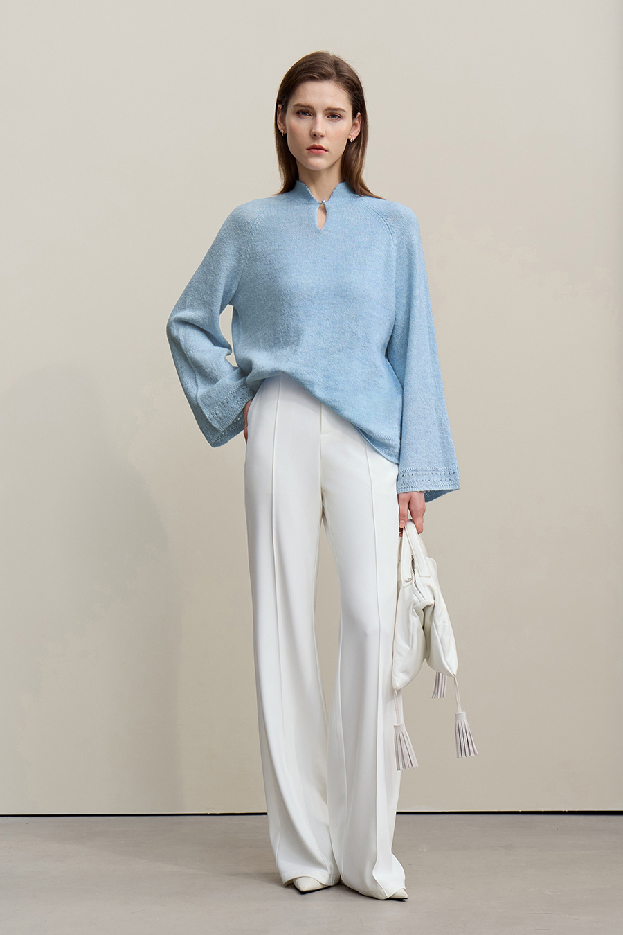 Elegant Cutout Mock Neck Knit Top