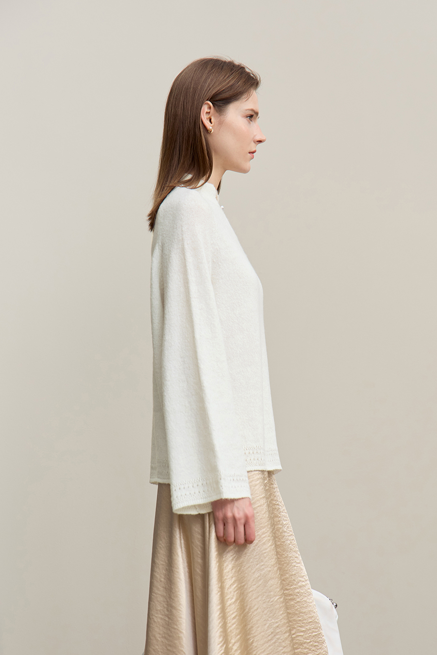 Elegant Cutout Mock Neck Knit Top