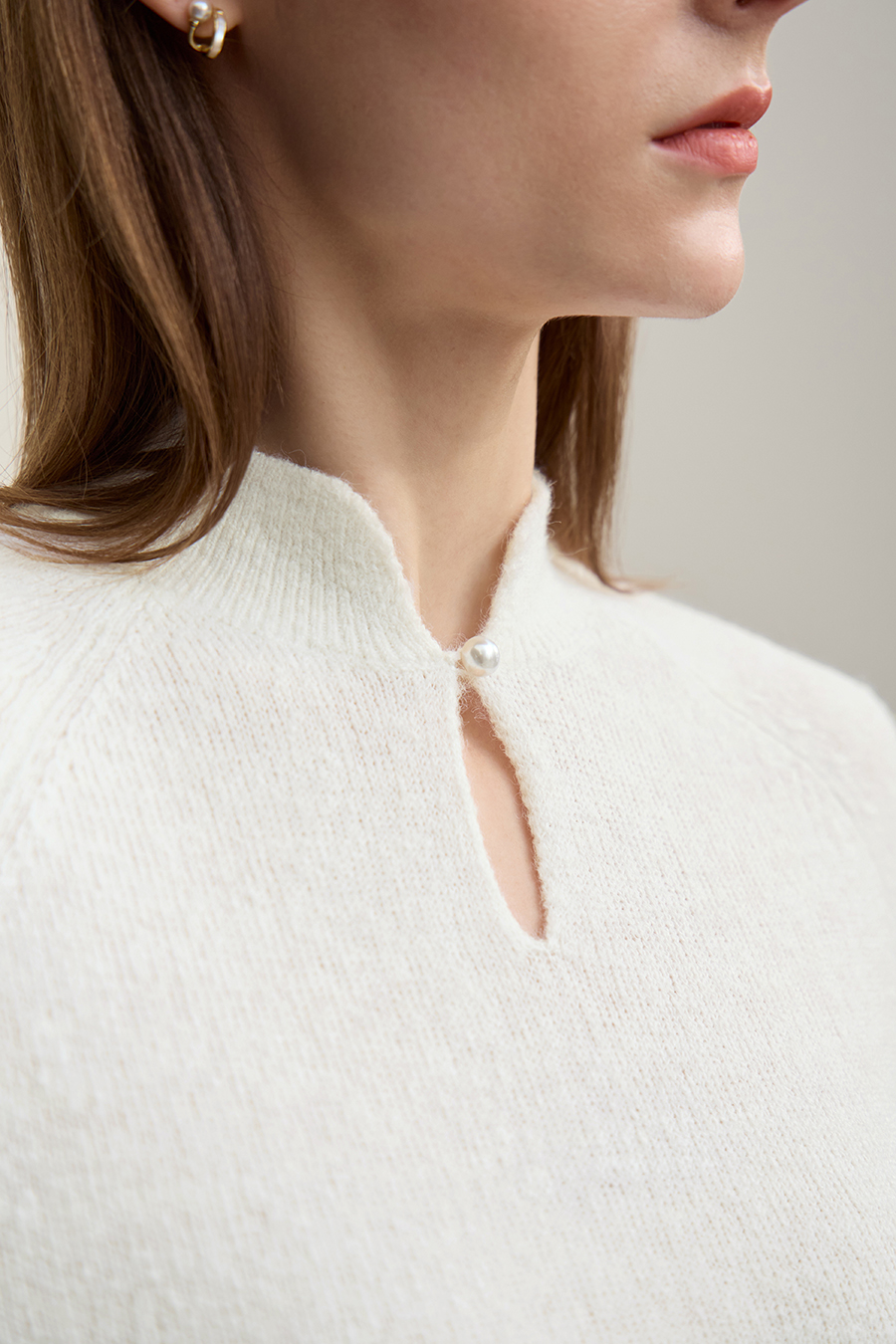 Elegant Cutout Mock Neck Knit Top