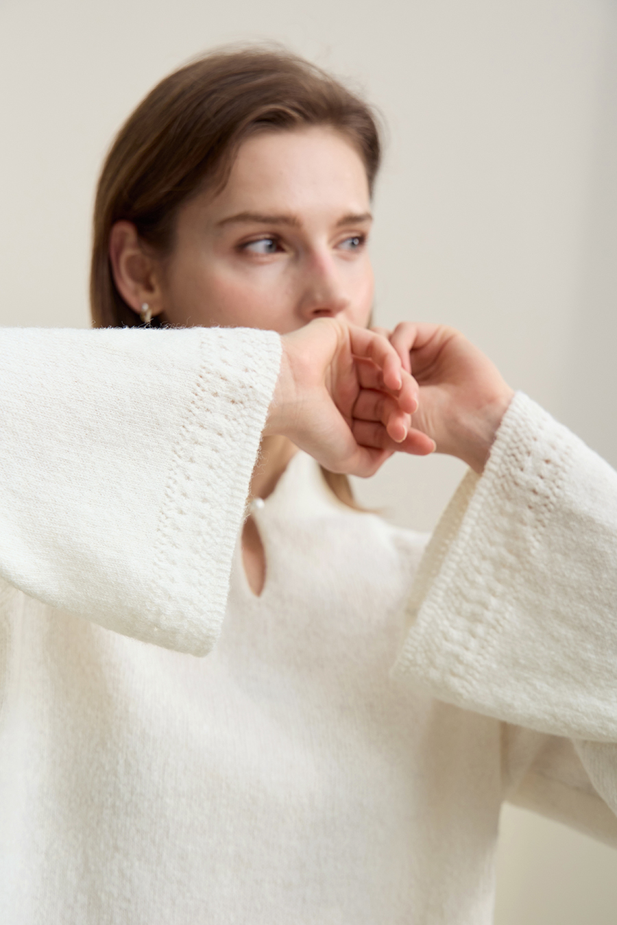 Elegant Cutout Mock Neck Knit Top