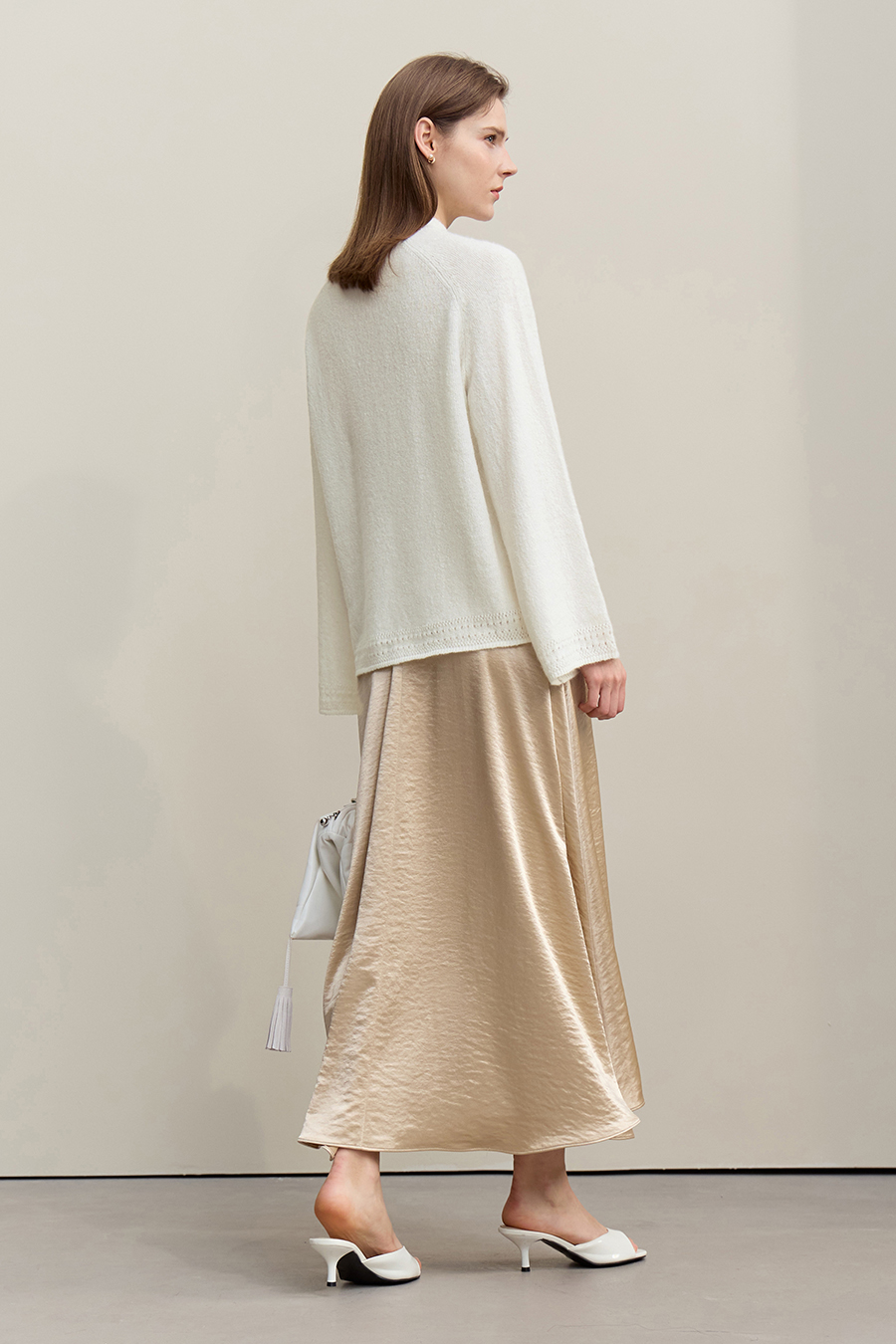 Elegant Cutout Mock Neck Knit Top