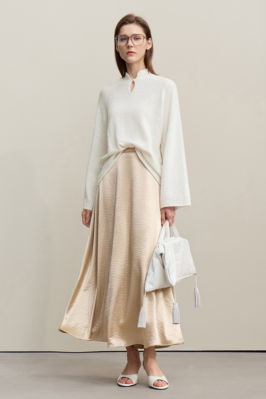 Elegant Cutout Mock Neck Knit Top