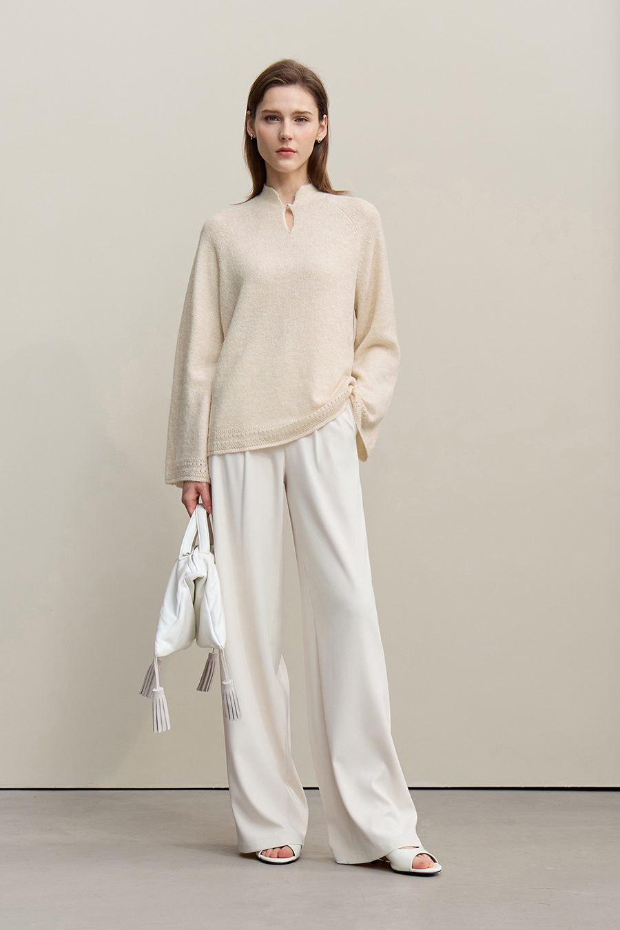 Elegant Cutout Mock Neck Knit Top