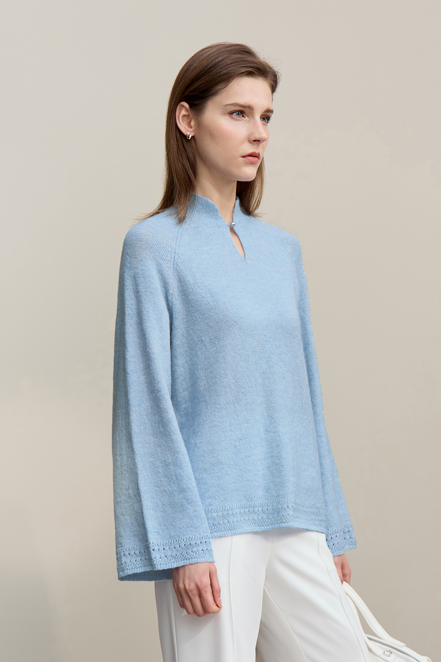 Elegant Cutout Mock Neck Knit Top