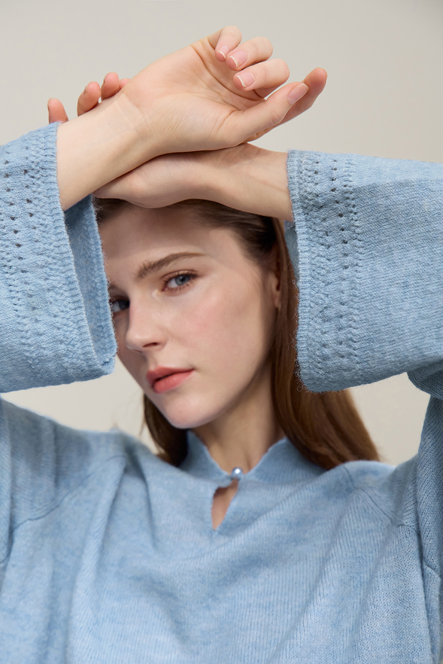 Elegant Cutout Mock Neck Knit Top