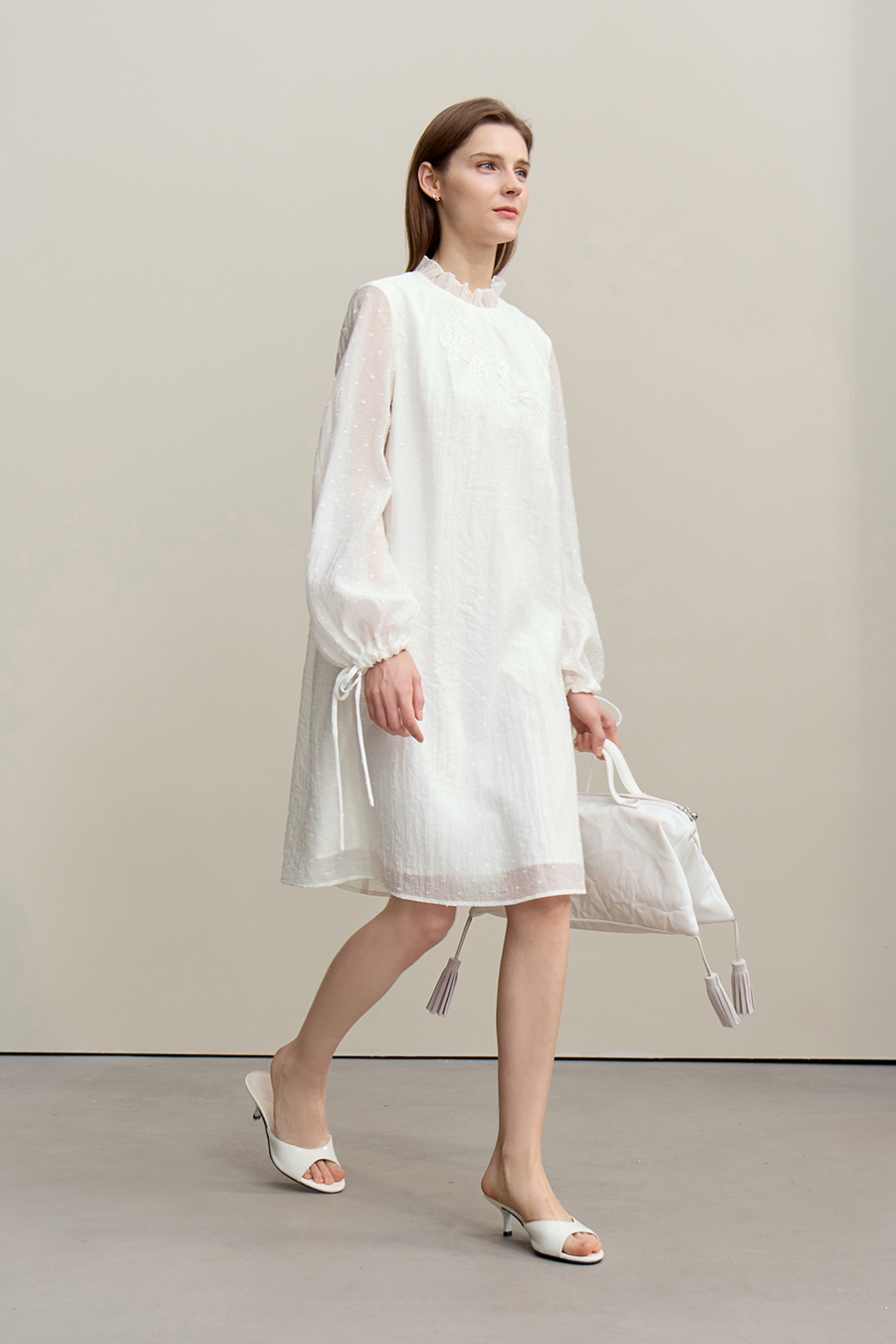 Lyocell Ruffle Trim Dress