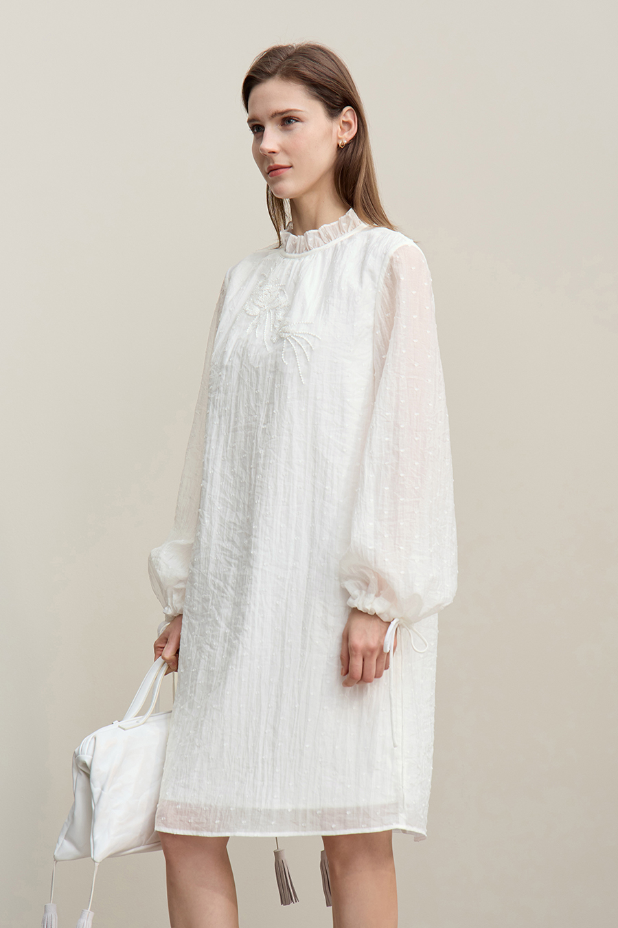 Lyocell Ruffle Trim Dress