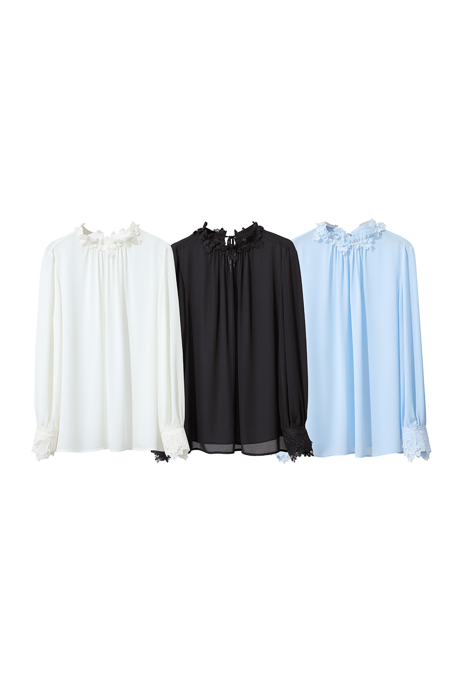 Lace Spliced Chiffon Top