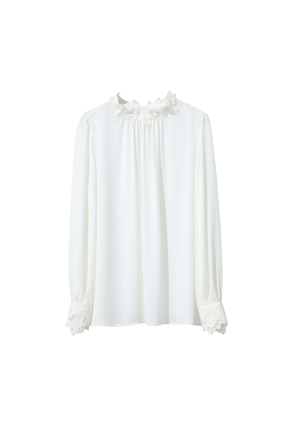 Lace Spliced Chiffon Top