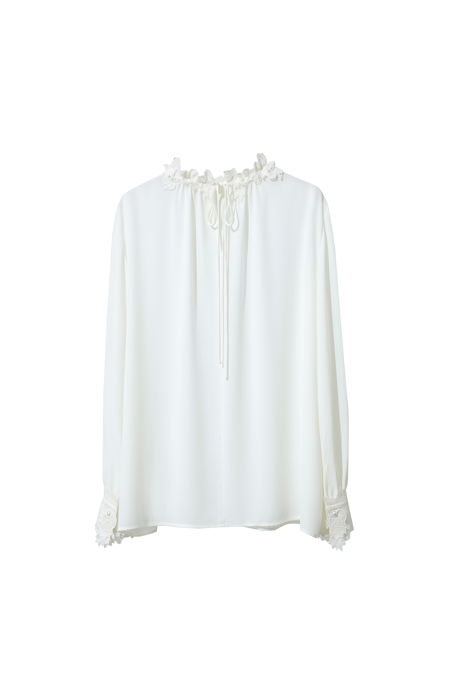 Lace Spliced Chiffon Top