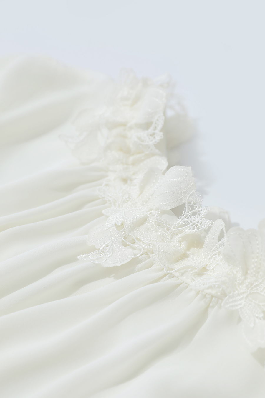 Lace Spliced Chiffon Top