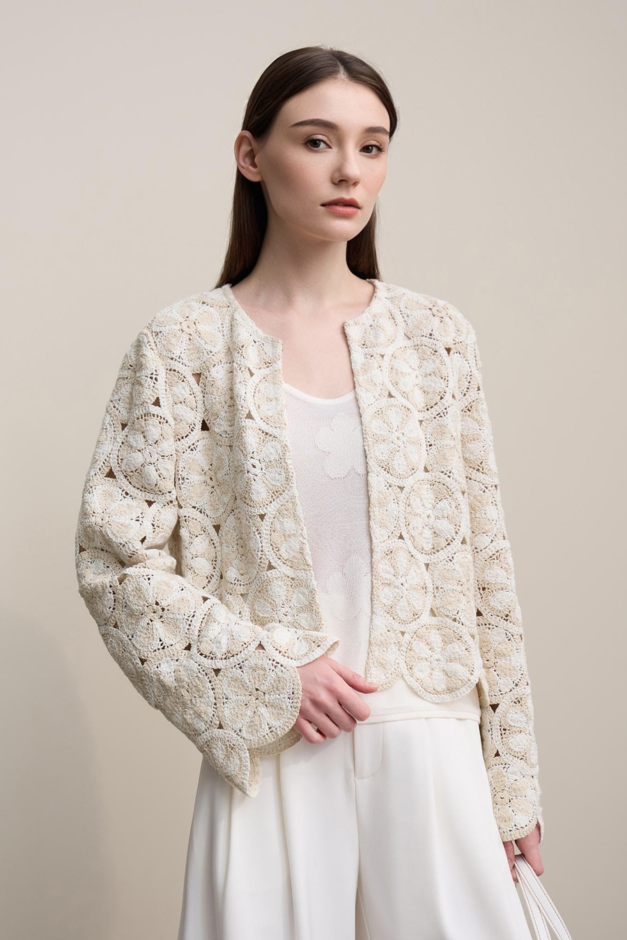 Crochet Lace Cropped Cardigan