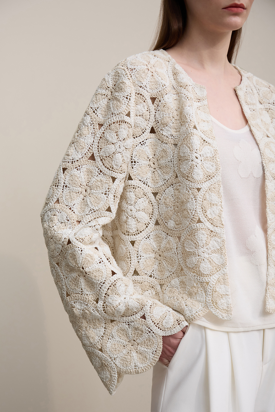 Crochet Lace Cropped Cardigan