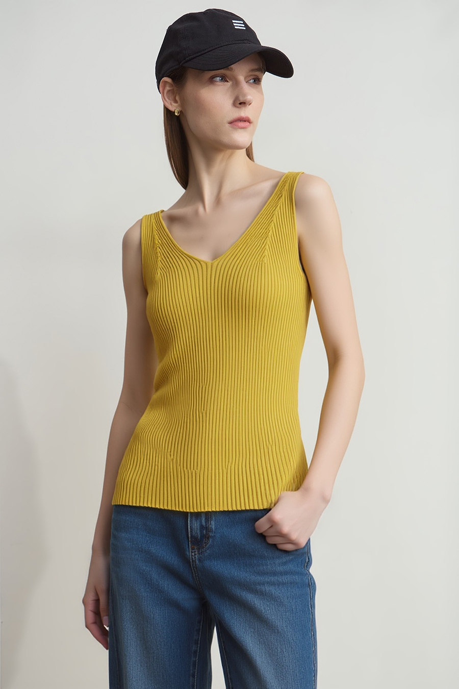 V-neck knit camisole|AMII